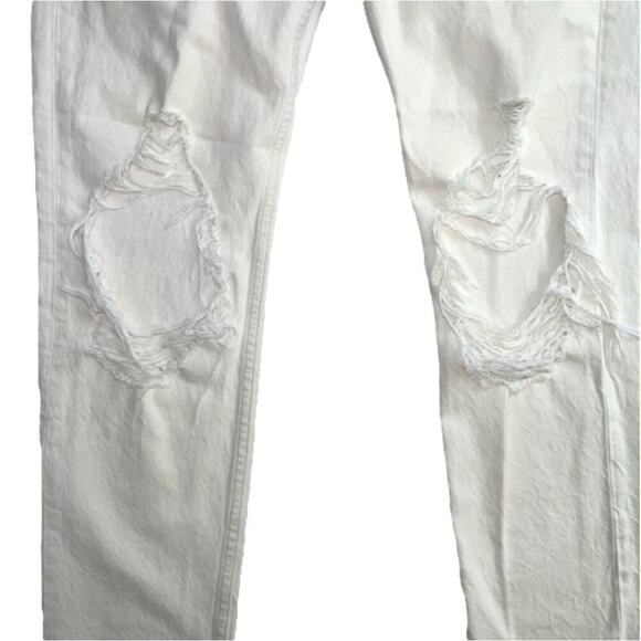 Rag & Bone White Rosa Mid Rise Boyfriend Fit Jeans Destroyed Knees size 26 waist - Picture 7 of 16